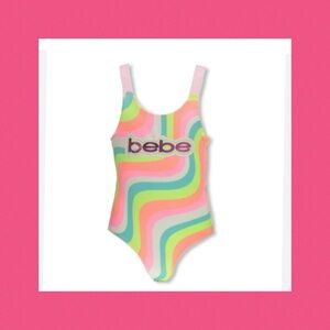 Bebe Pink and Yellow One Piece Swimsuit Retro Wave 9